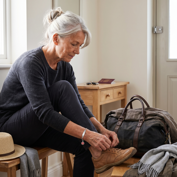 A holiday, a long flight, a road trip with grandchildren. Quietly worn. Quietly ready.
